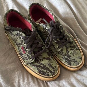 Vans Green Camouflage Sneakers with Tan Soles